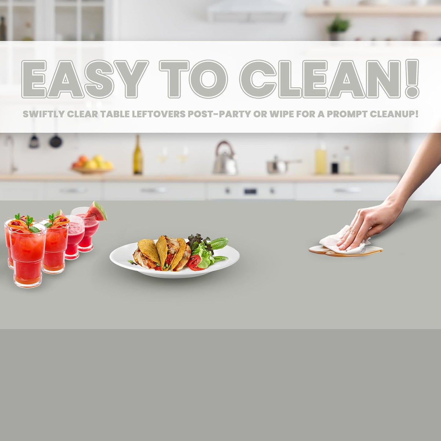 Grandipity 12 Pack Premium Disposable Plastic Tablecloth 54 Inch. x 108 Inch. Decorative Rectangle Table Cover - Light Grey