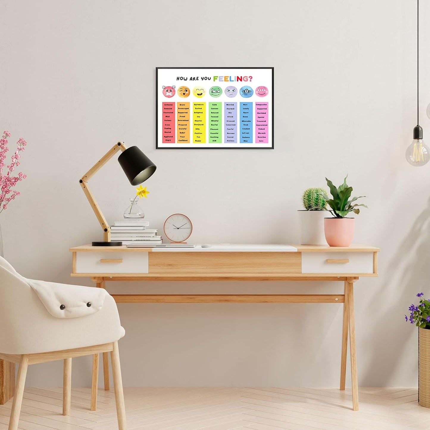 uoyien Feelings Chart For kids Mental Health Posters Help Students Understand Emotions Poster Calm Corner Special Education Classroom Decorations Preschool Classroom Supplies Metal Framed 16x24in