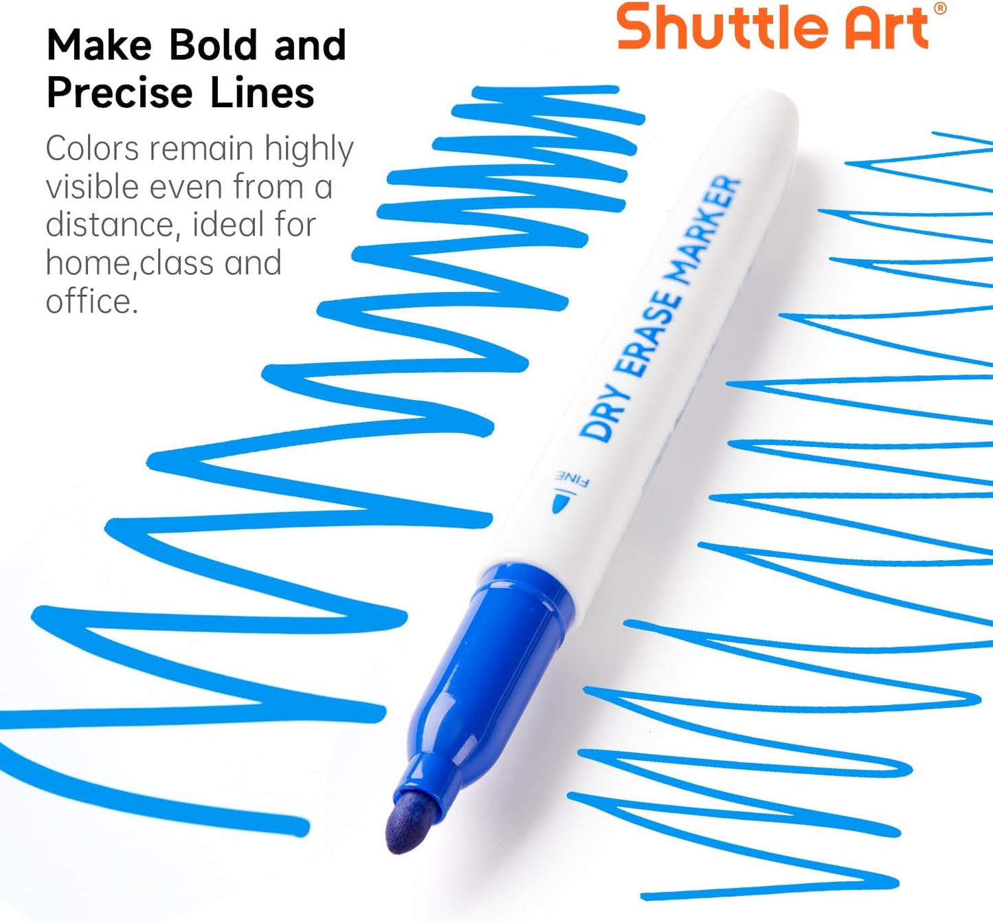 Shuttle Art Blue Dry Erase Markers, 60 Pack Magnetic Whiteboard Markers with Erase,Fine Point Dry Erase Markers Perfect For Writing on Whiteboards, Dry-Erase Boards,Mirrors for School Office Home