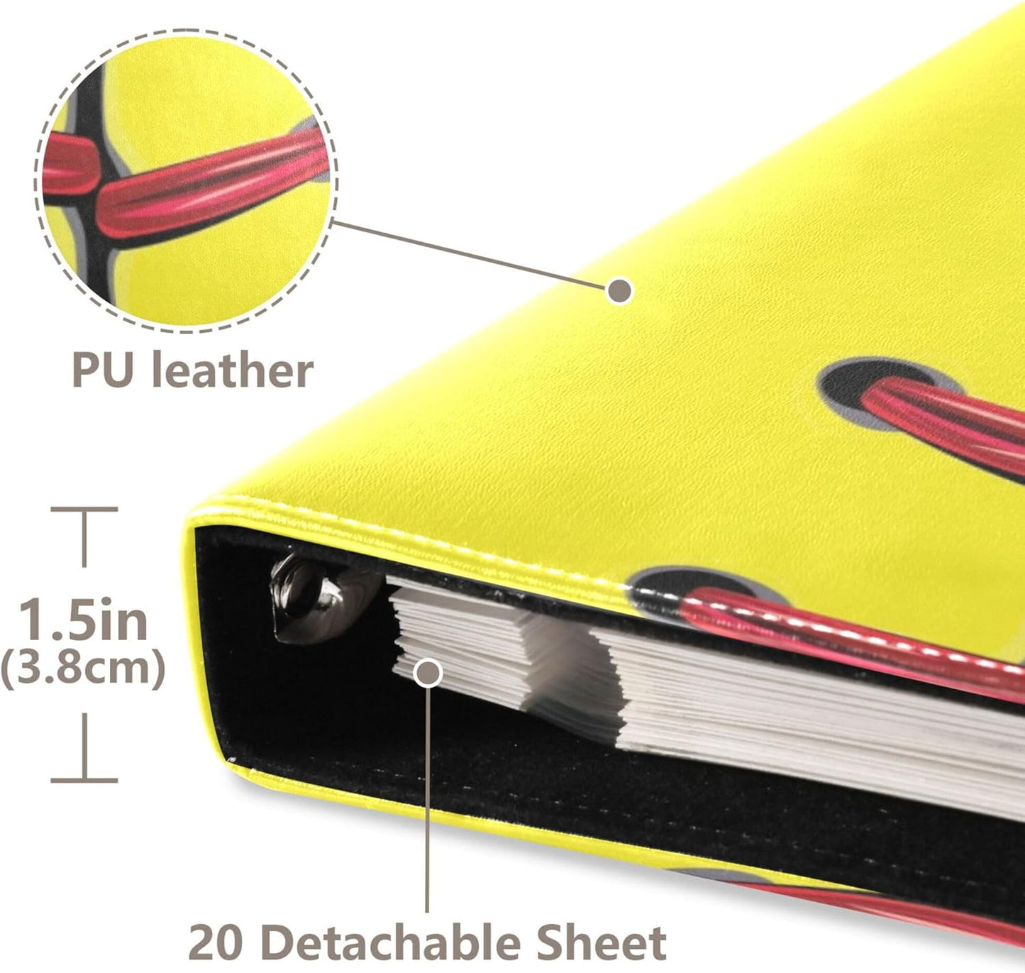 Fisyme Softball Baseball Yellow Photo Album Self Adhesive DIY Scrapbook Album for 2x3 4x6 5x7 6x8 Pictures 20 Pages Memory Book for Family Wedding