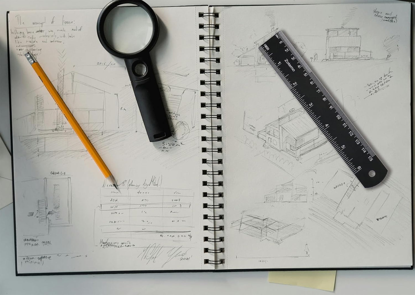 Metal Rulers, 6 and 12 Inch Aluminum Scales with Imperial and Metric Measurements, Laser Etched, Easy to Read, 0 Starts at The end, 2 Pack