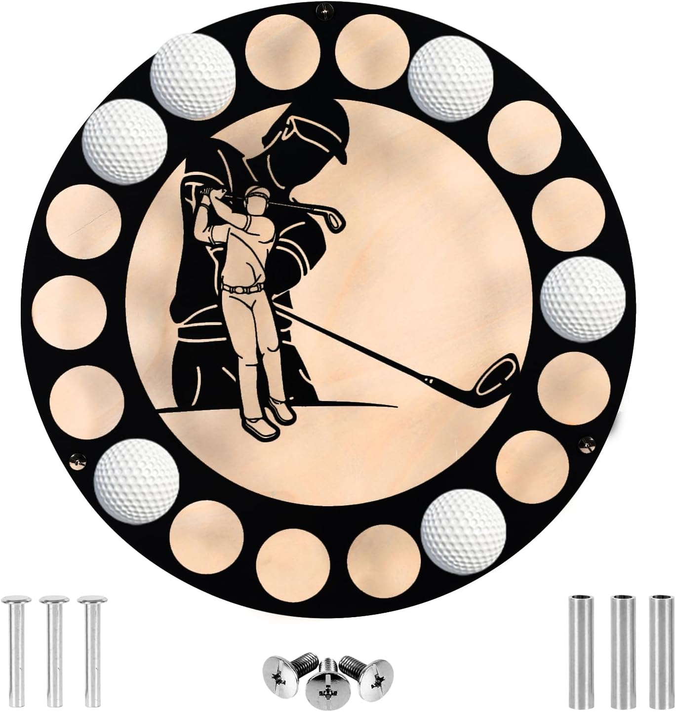 Golf Ball Display Case Wall Mounted Golf Ball Display Holder 13.75 inch Round Golf Ball Case Display Golf Ball Display Stand for Display & Decor for Enthusiasts Collectors, Can Holds 18 Balls