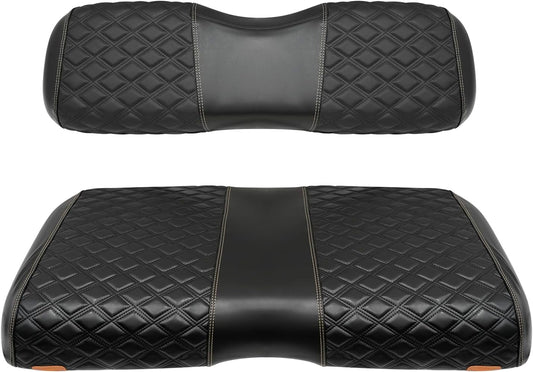 Golf Cart Seat Covers for EZGO RXV 2008 Up Front OEM Universal Seat Cushion, Marine Grade Vinyl Leather EZGO RXV Seat Covers/Easy to Install-Black (2PCS)
