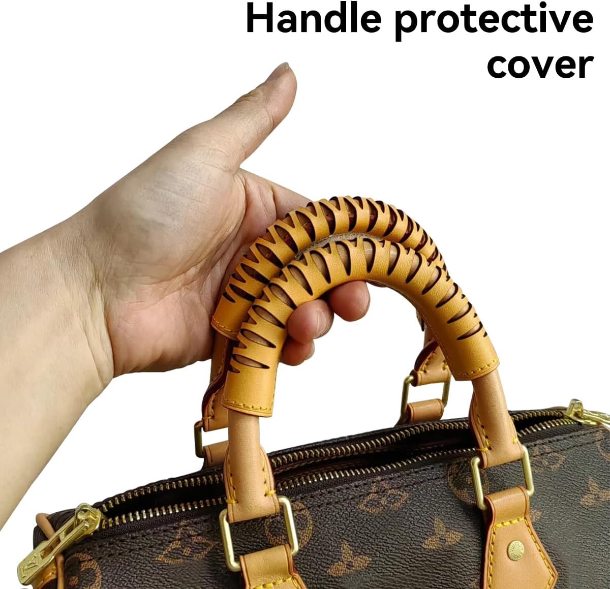 Jiesinlov 2Pcs Bag Handle Wrap Covers for Speedy 25 30 35,Vachetta Leather Grip Protector Strap,Stain and Abrasion Resistant(Beeswax)