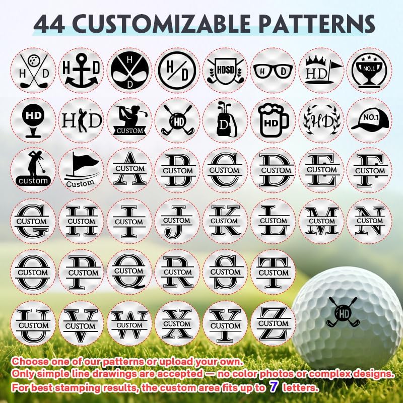 HDSD Custom Golf Ball Stamp Personalized Golf Stamps for Golf Balls with Ink Reusable Golf Gifts