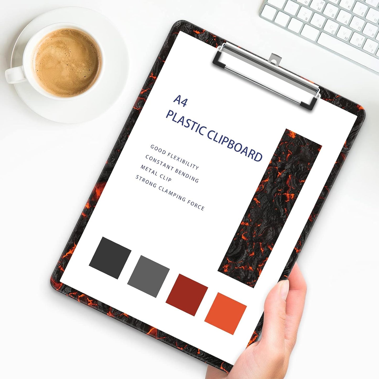 Plastic A4 Clipboards, Cute Clip Board Stardard Letter Size 9 x 12.5 in, Office Decorative for Students Women Men and Kids, Magma