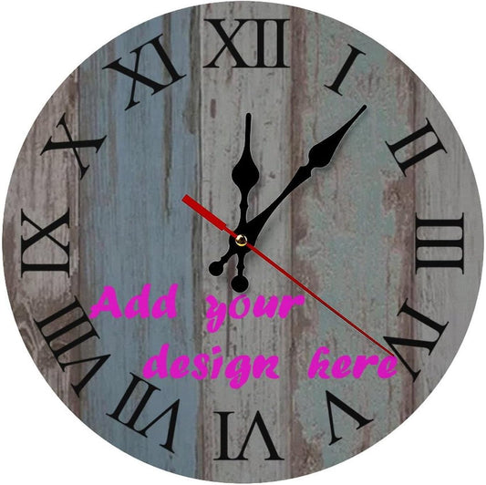 Custom Wall Clock,Personalized Wood Clock add Your Photo/Text,Customizable Silent Round Decoration for Kitchen Bathroom 15.7inch style5
