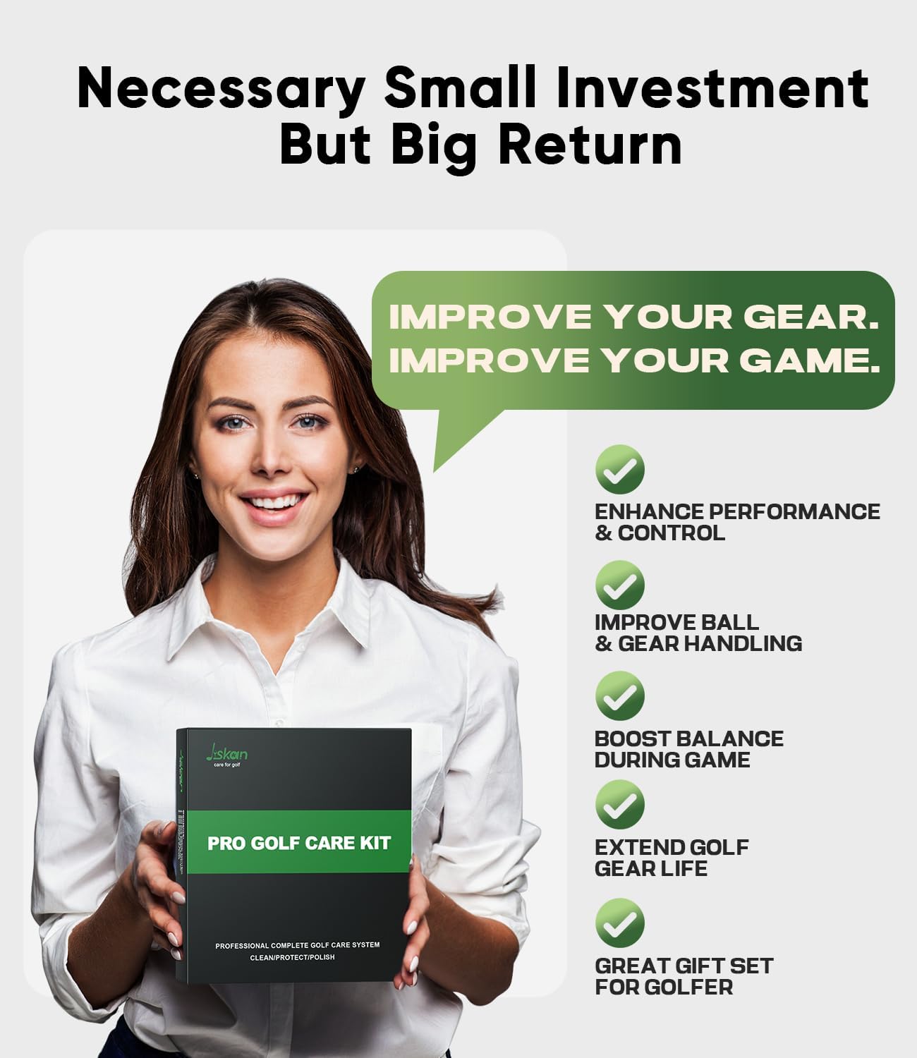 Pro Golf Care Kit System Includes Golf Grip Cleaner Club Cleaner Club Polish Club Brush Golf Towel, Essentials Golf Accessories for Men Cool Golf Gifts for Men