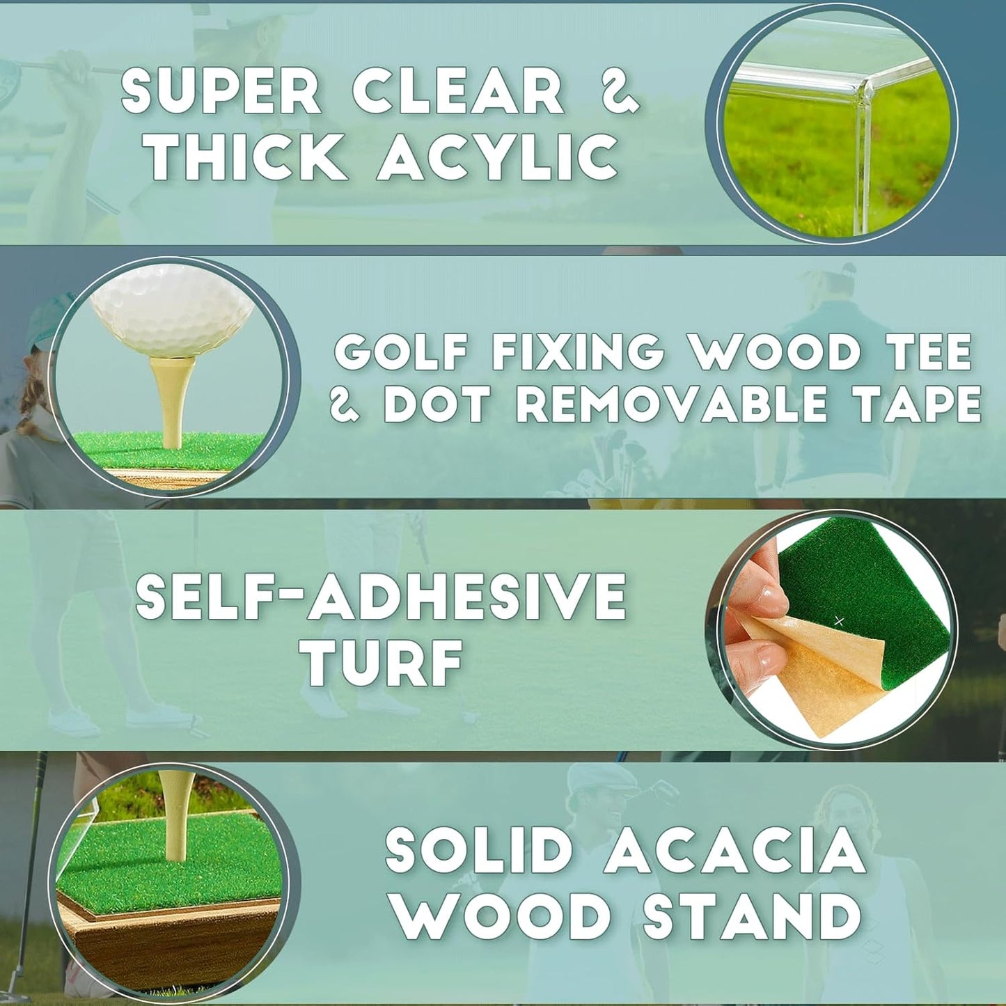 JupDec Golf Ball Display Case Clear Acrylic Memorabilia Stand Cube Holder with Wood Base & Tee, Dust Protection Transparent Storage Box for Single Ball Souvenir Golfball Collections, Brown, 1 Pack