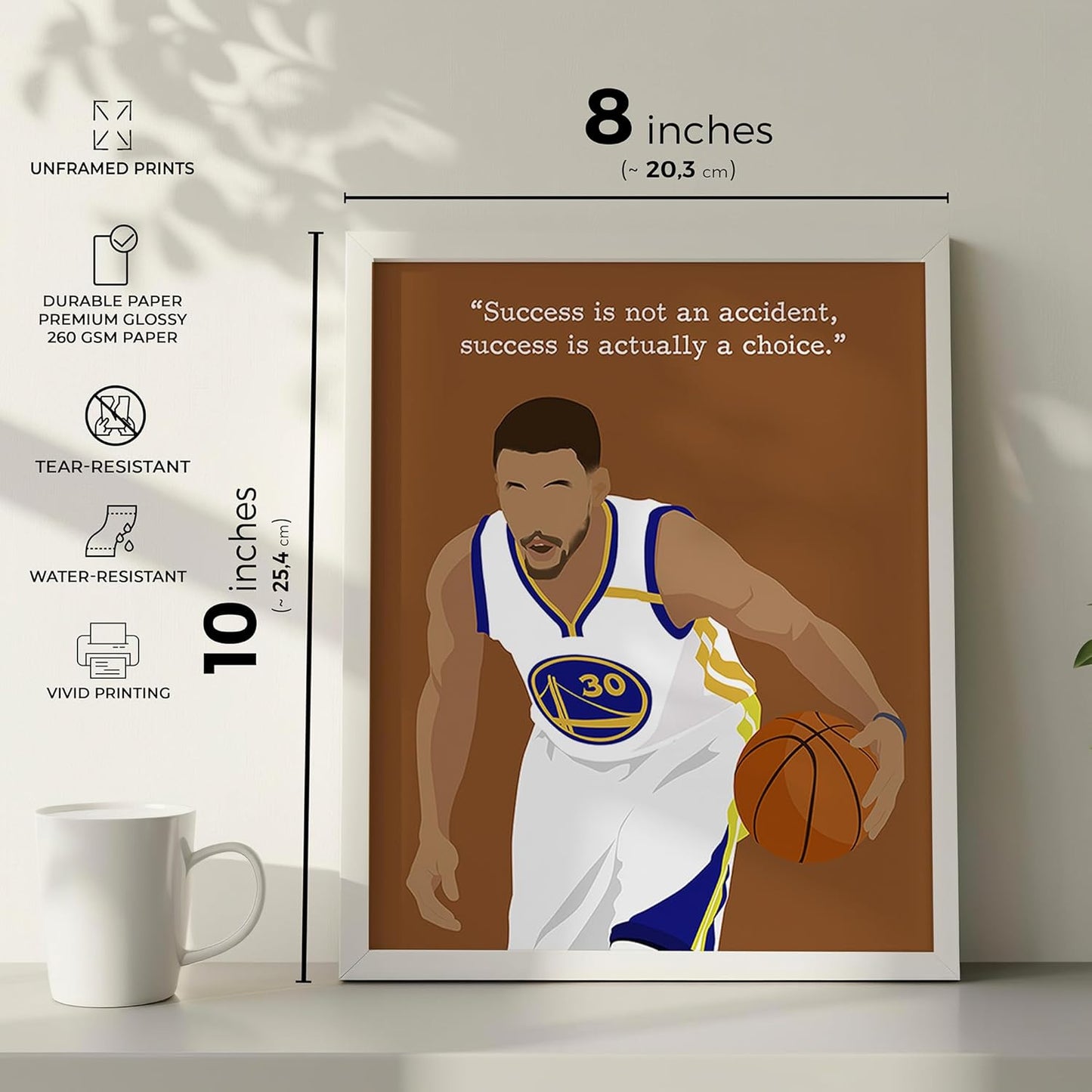 LOLUIS Motivational Basketball Superstar Hand-Drawn Artwork Sport Quote Wall Art Decorations (Unframed 8"x10", Basketball Player 7)