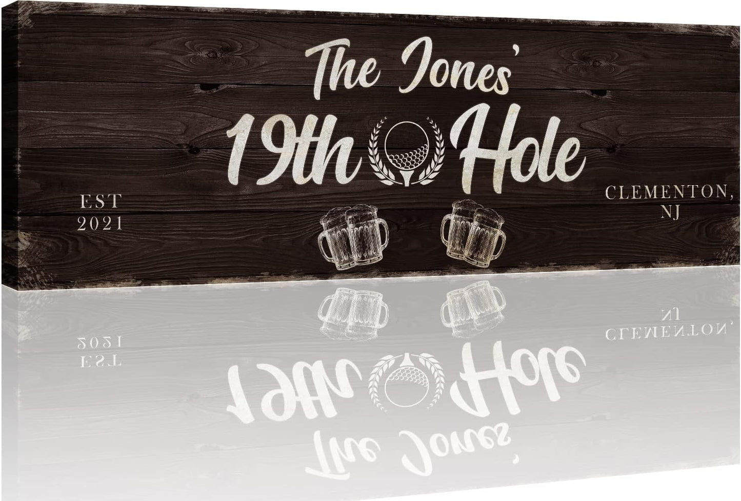 TAILORED CANVASES Golf Art Decor - Personalized Vintage Golf Wall Art Sign for Man Cave, Bedroom, Basement, Home Bar and Custom Gift for Husband, Dad, Wedding & Anniversary - 19th Hole Sign, 48"x16"