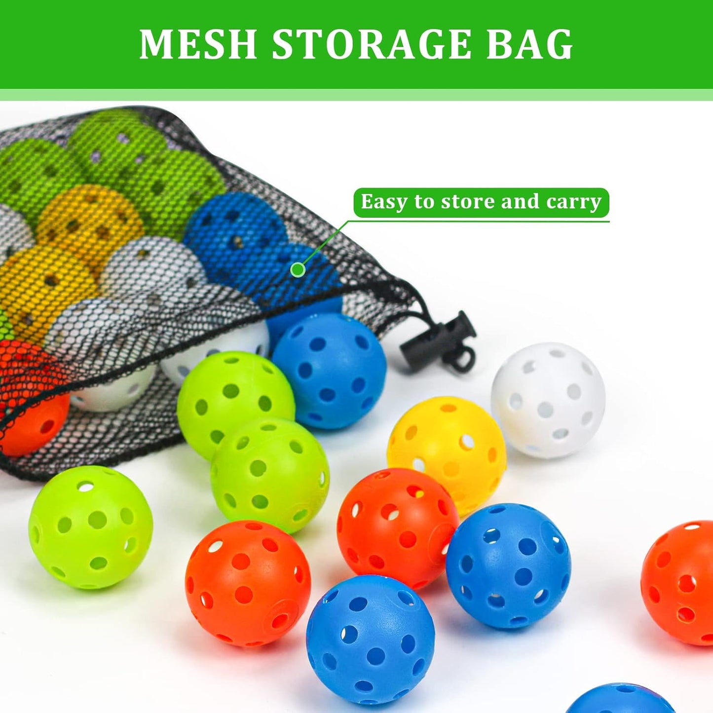 Plastic Golf Balls Practice Limited Flight Golf Training Ball Hollow Swing Practice Indoor Golf Balls with Mesh Drawstring Bag for Backyard Driving Range or Outdoor