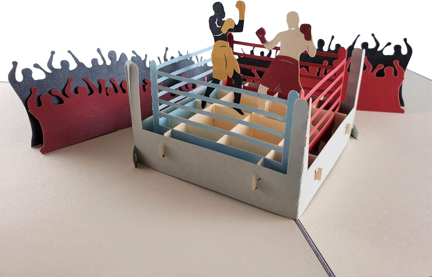 iGifts And Cards Boxing 3D Pop Up Greeting Card – Sports, Black, Fight, Crowds, Winner - Folds Flat - Fun, Just Because, Sports, Special Days