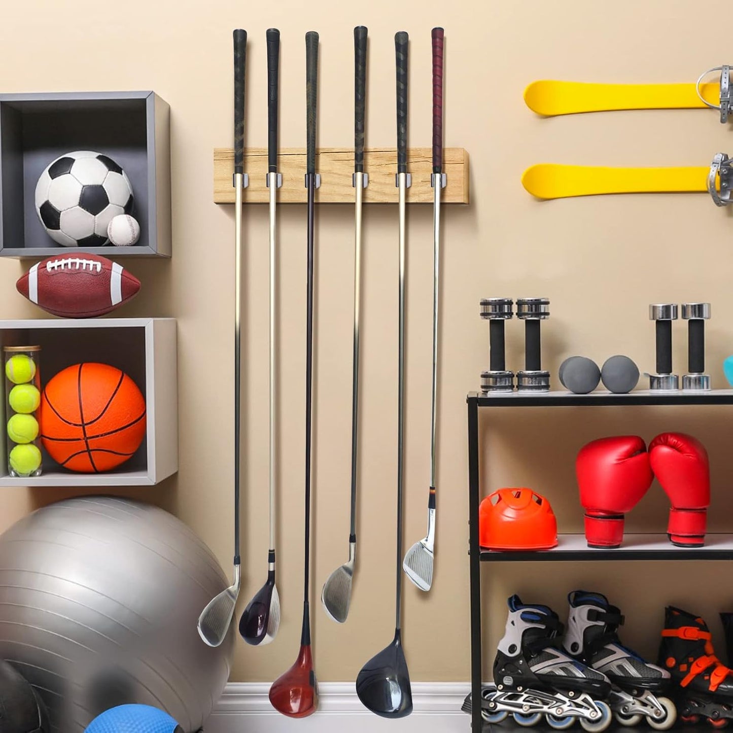 Deekin 30 Pcs Golf Club Hanger Holder Golf Club Wall Mount Rack Storage Organizer for Garage Hanger with 60 Pcs Screws for Wall Display, Grip up Type