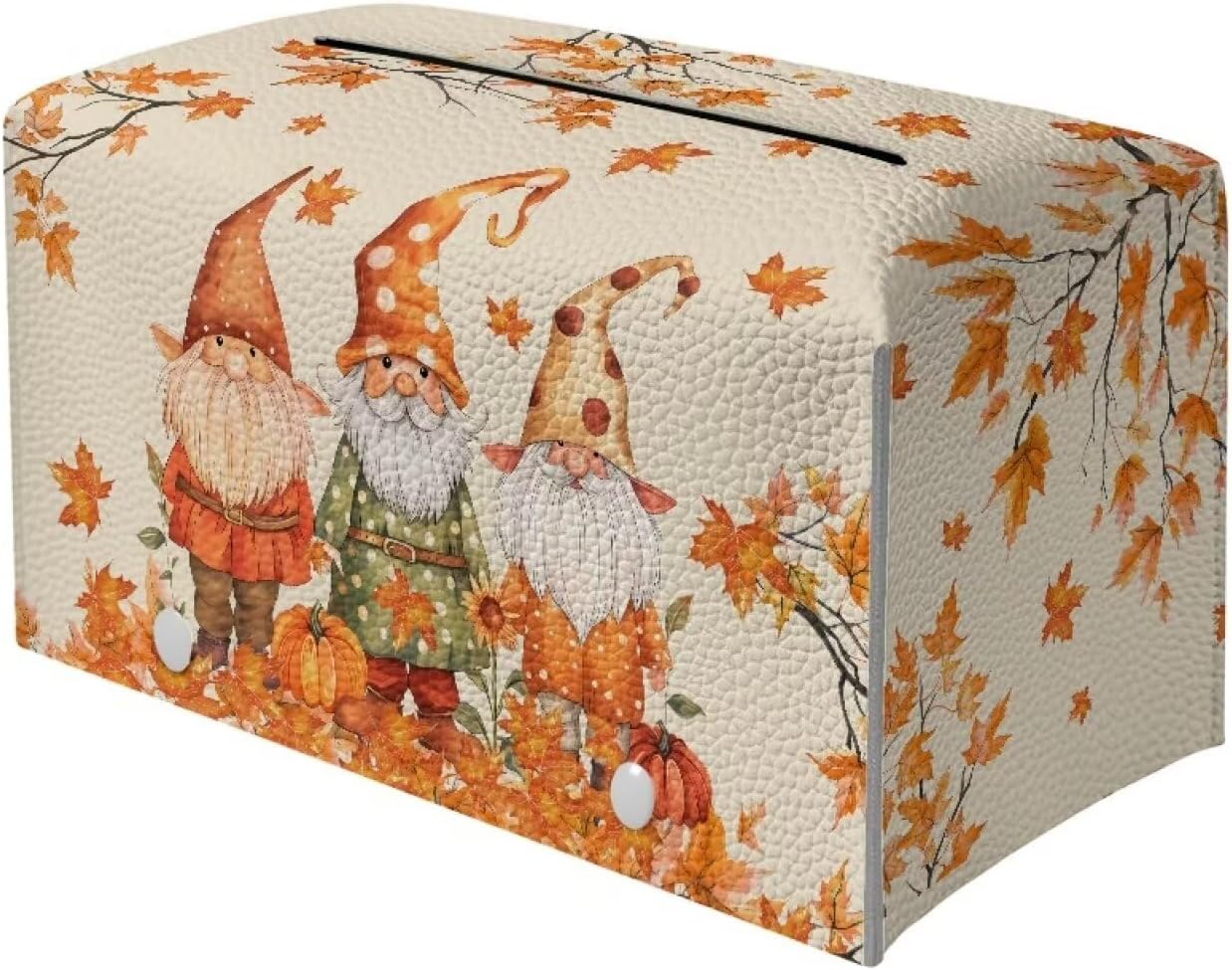 Thanksgiving Tissue Box Cover Rectangle Cute Gnome Tissue Box Holder for Car Fall Tissue Cover Box Soft PU Leather Bathroom Decorations Portable for Travel