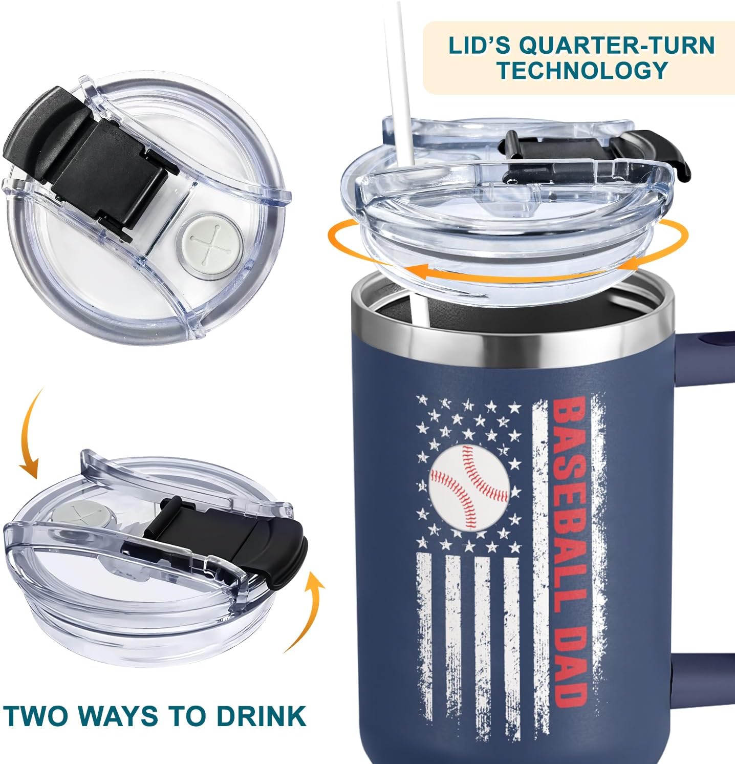 Baseball Gifts, Baseball Dad 40oz Tumbler, Baseball Dad Gifts For Sports Enthusiast Dads, Custom Travel Mug, Perfect Baseball Gifts For Dad, Birthday, And Christmas Presents For Baseball Lovers