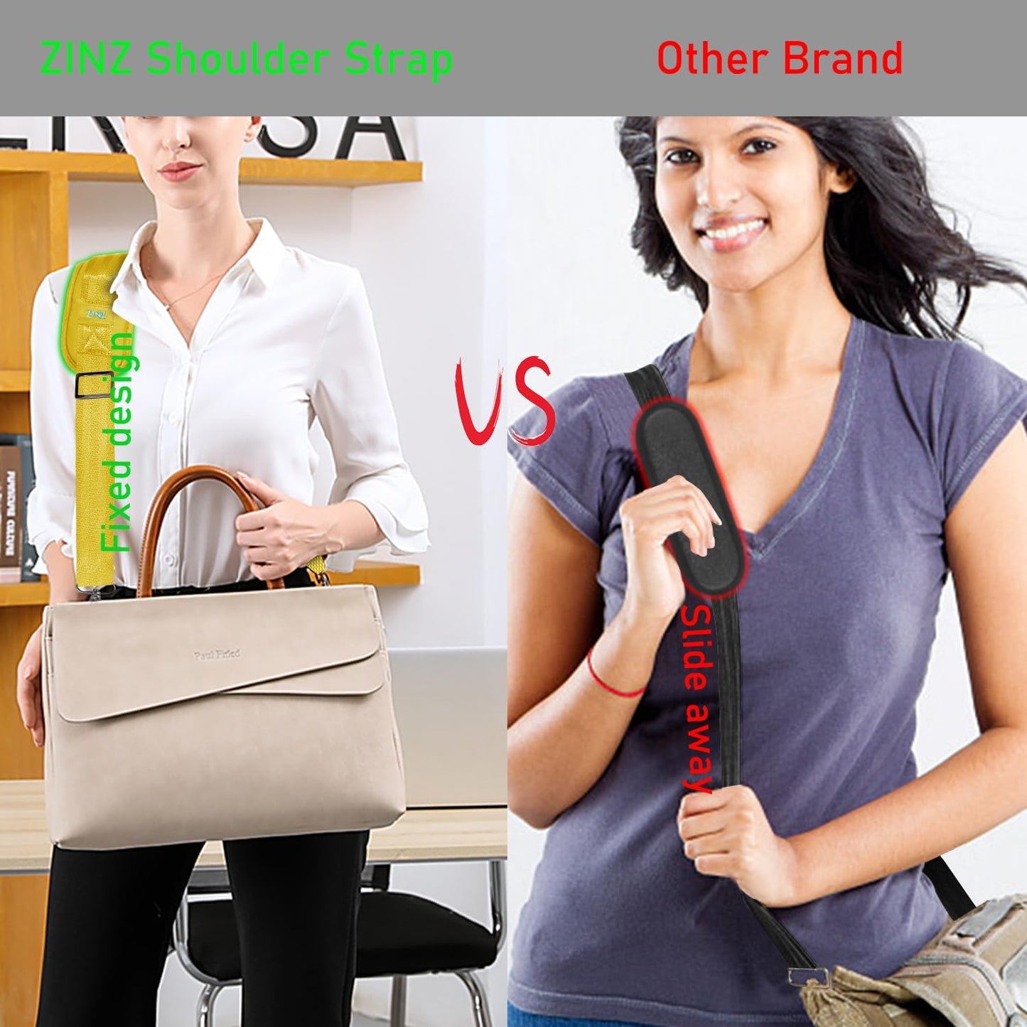 ZINZ 77 Inch Shoulder Strap Univesal Bag Strap with Fixed Pad Ultra Thick Plus Long & Breathable Cushion, Replacement Strap for Bags,Yellow