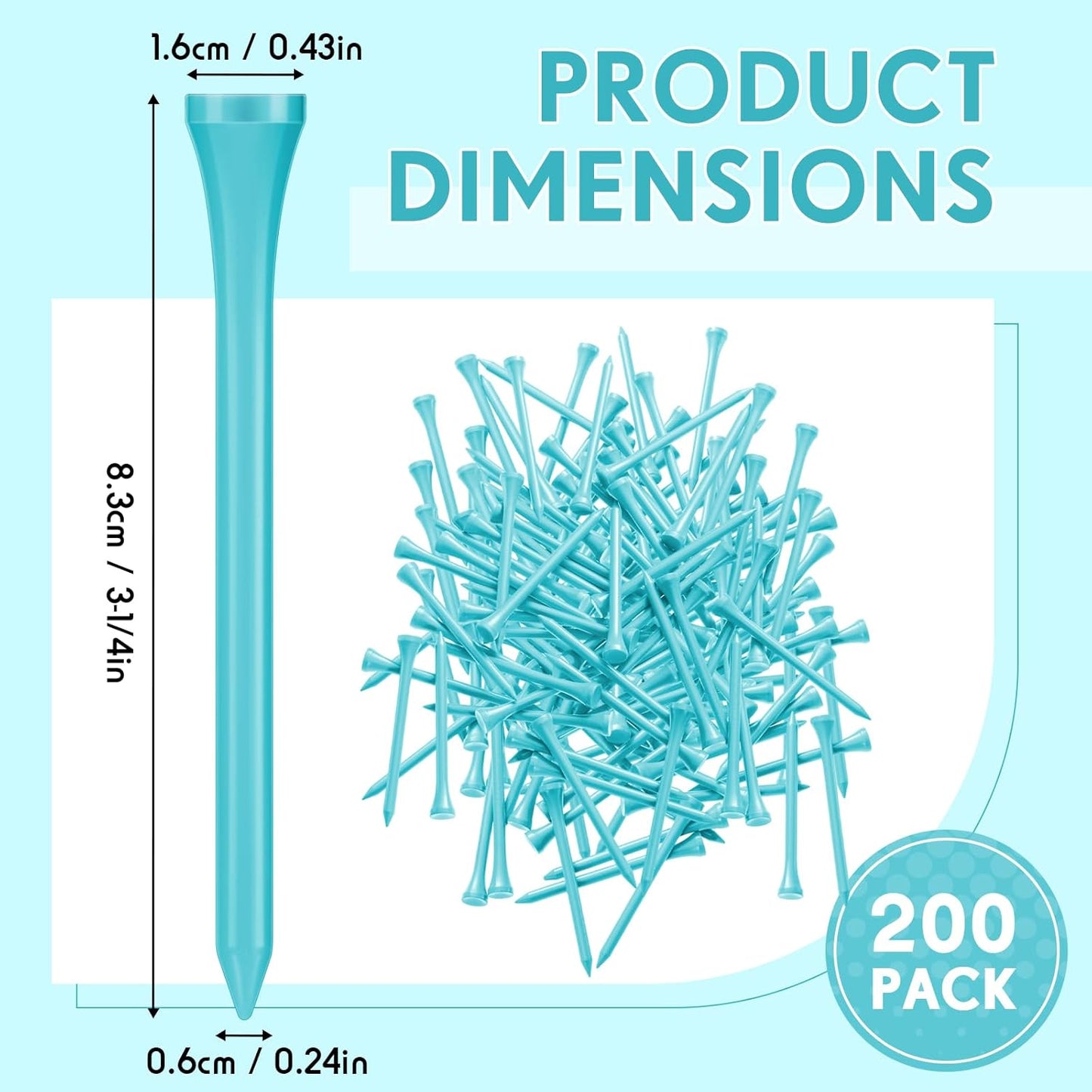 Jenaai 200 Pcs Golf Tees Bamboo Golf Tees Professional Golf Tees Bulk for Women Golf Club Accessories