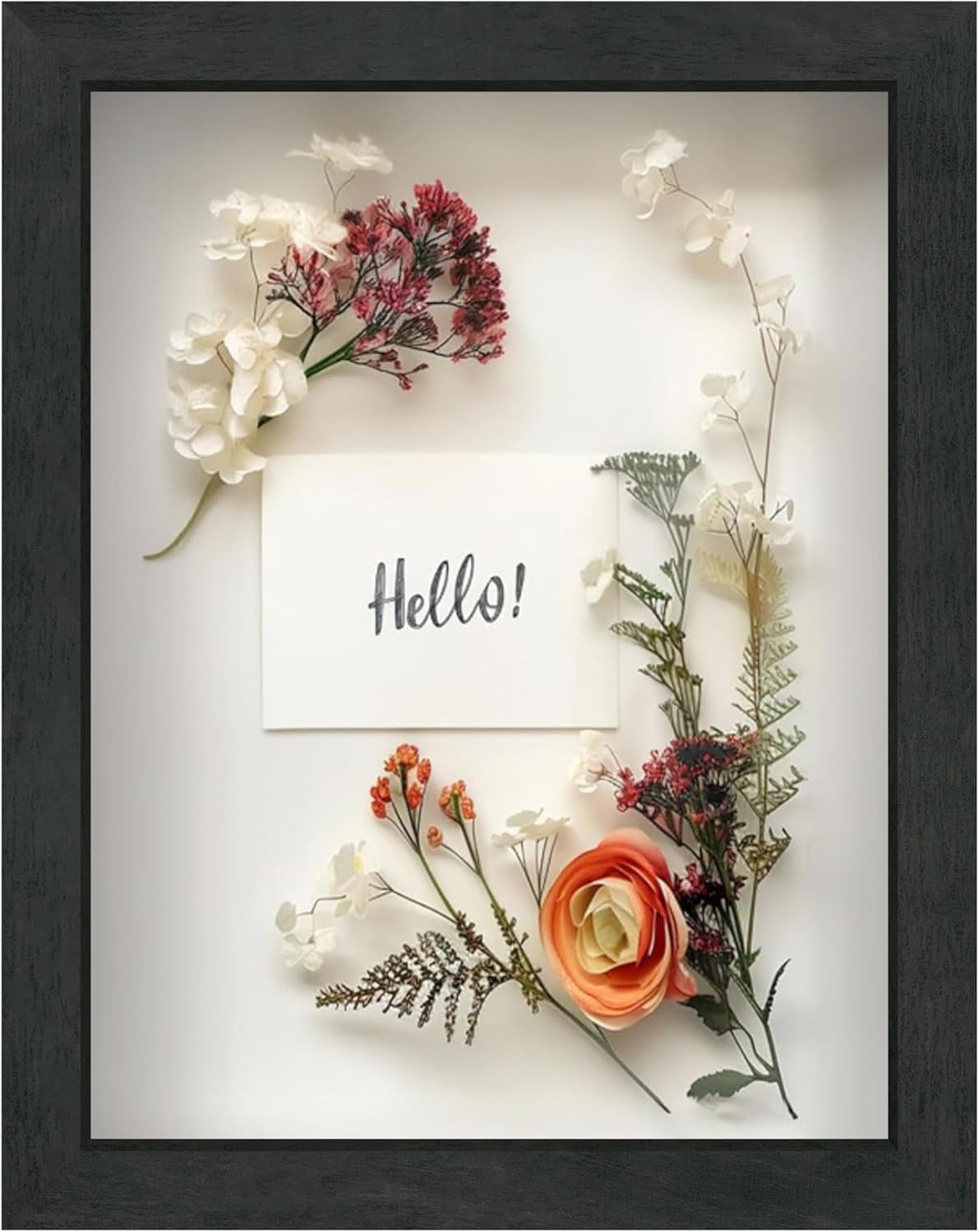 FrameWorks 8.5x11 Driftwood Wooden Shadow Box Frame – Soft Felt Back, Tempered Glass, and Included Elegant White Ball Push Pins