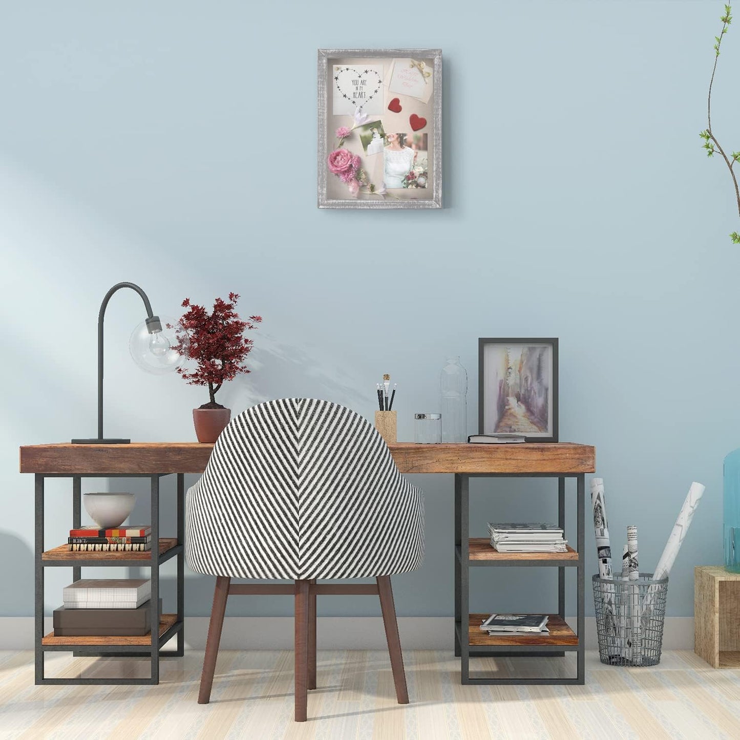 Love-KANKEI Shadow Box Display Case 11x14 Shadow Box Picture Frame with Linen Back Memorabilia Awards Medals Photos Memory Box Gift Rustic Grey