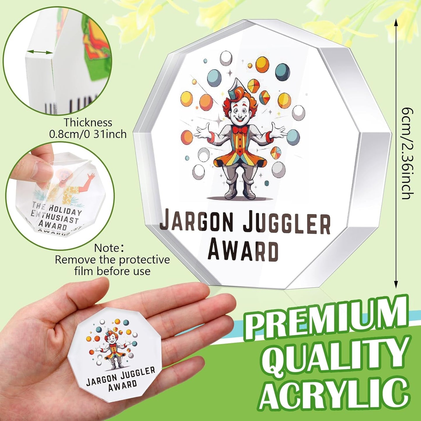 30 Pcs Funny Trophy Awards Gifts Bulk Christmas Small Clear Acrylic Team Reward Medallions for Employee Staff Appreciation Coworker Teacher Nurse Office