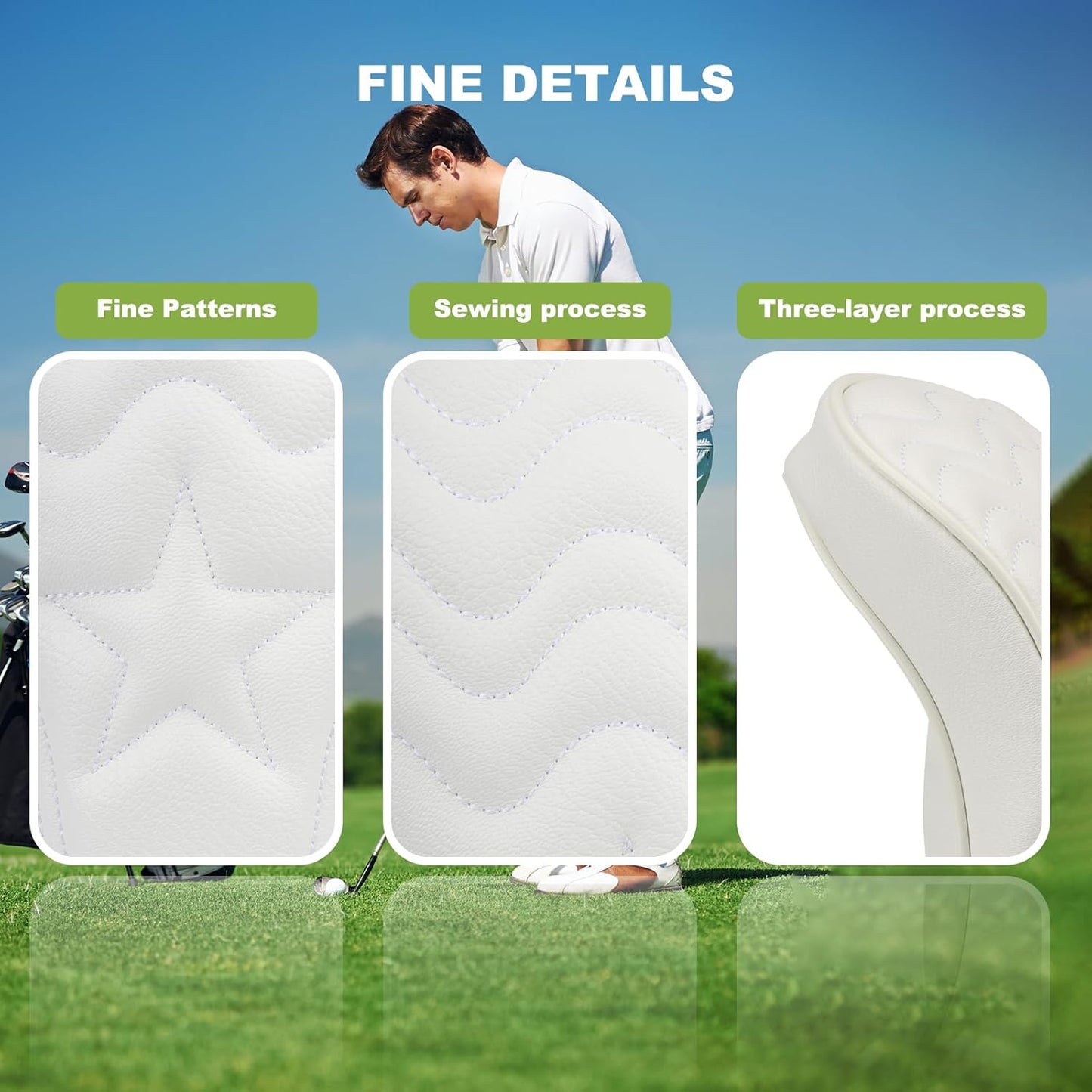 4pcs or 1pc Golf Club Head Covers for Woods, Driver, Fairway, Hybrid – Premium PU Leather with Interchangeable Tags & Magnetic Blade and Mallet Putter Covers