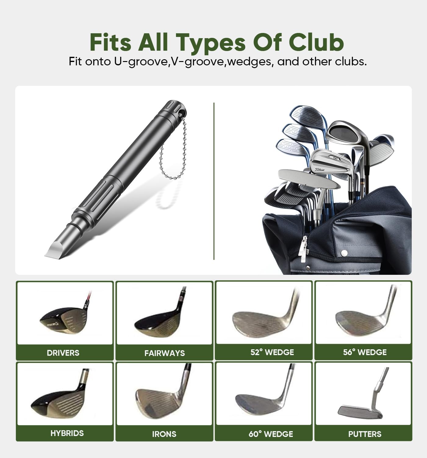 Pro Golf Club Grooves Sharpener Cleaner Tool for Wedges&Irons, Essential Golf Accessories Golf Gifts for Men Cool Golf Gear Unique Golf Bag Accessories Golf Gadget