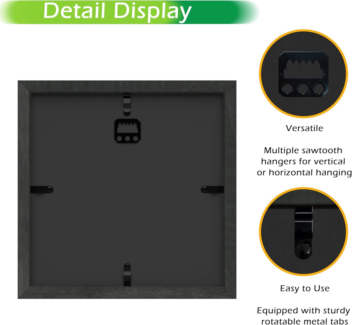 FrameWorks 8x8 Driftwood Wooden Shadow Box Frame – Soft Felt Back, Tempered Glass, and Included Elegant White Ball Push Pins