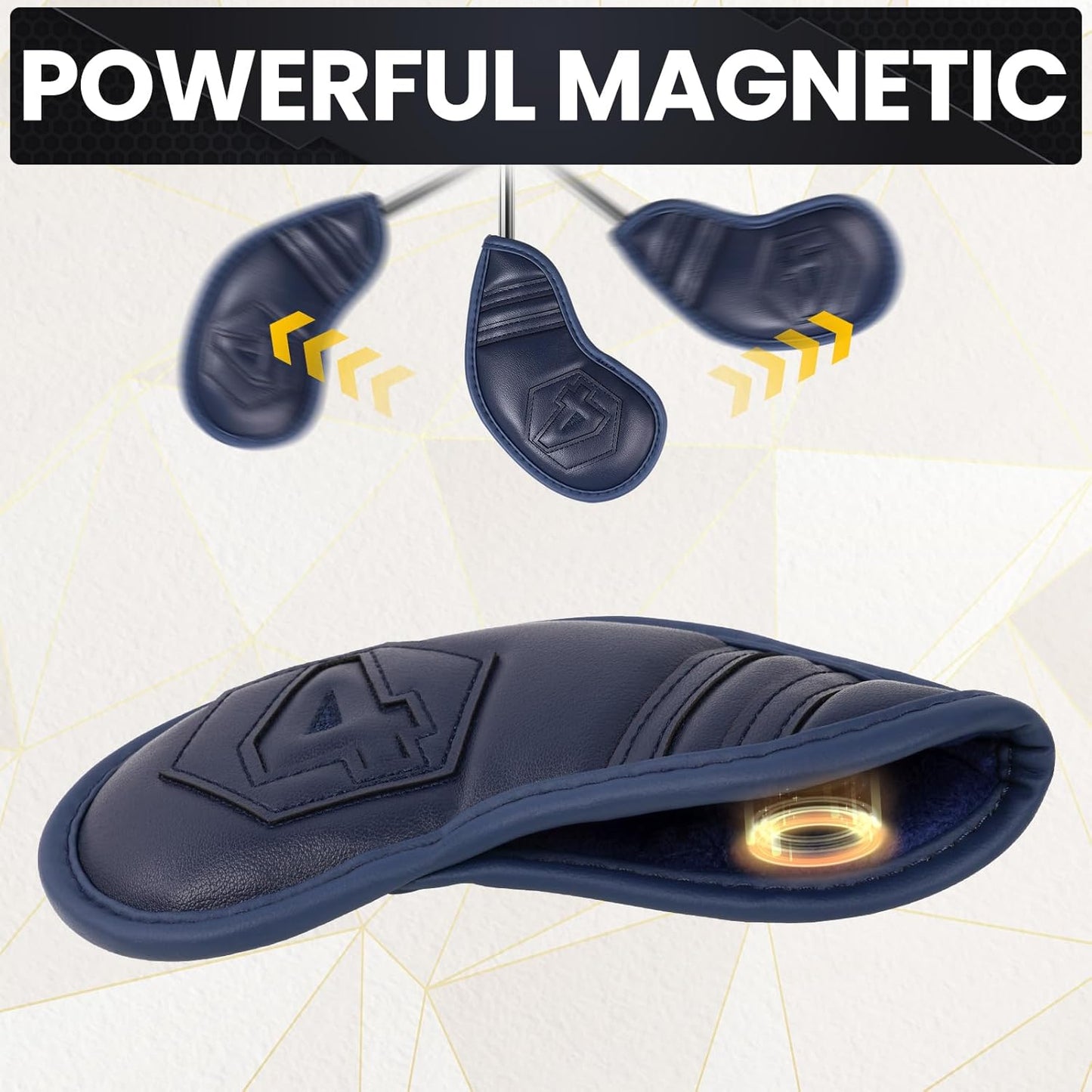 Magnetic Golf Iron Covers Set 10 Pcs Golf Iron Headcovers PU Leather Easy Off/On Protective Cover