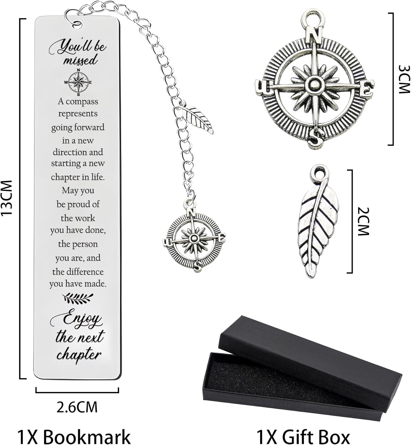 Coworker Leaving Gifts Bookmark for Women - Metal Farewell Book Marks with You’ll Be Missed Compass Quote, New Chapter Gift for Colleagues Teacher Boss Retirement and Promotion