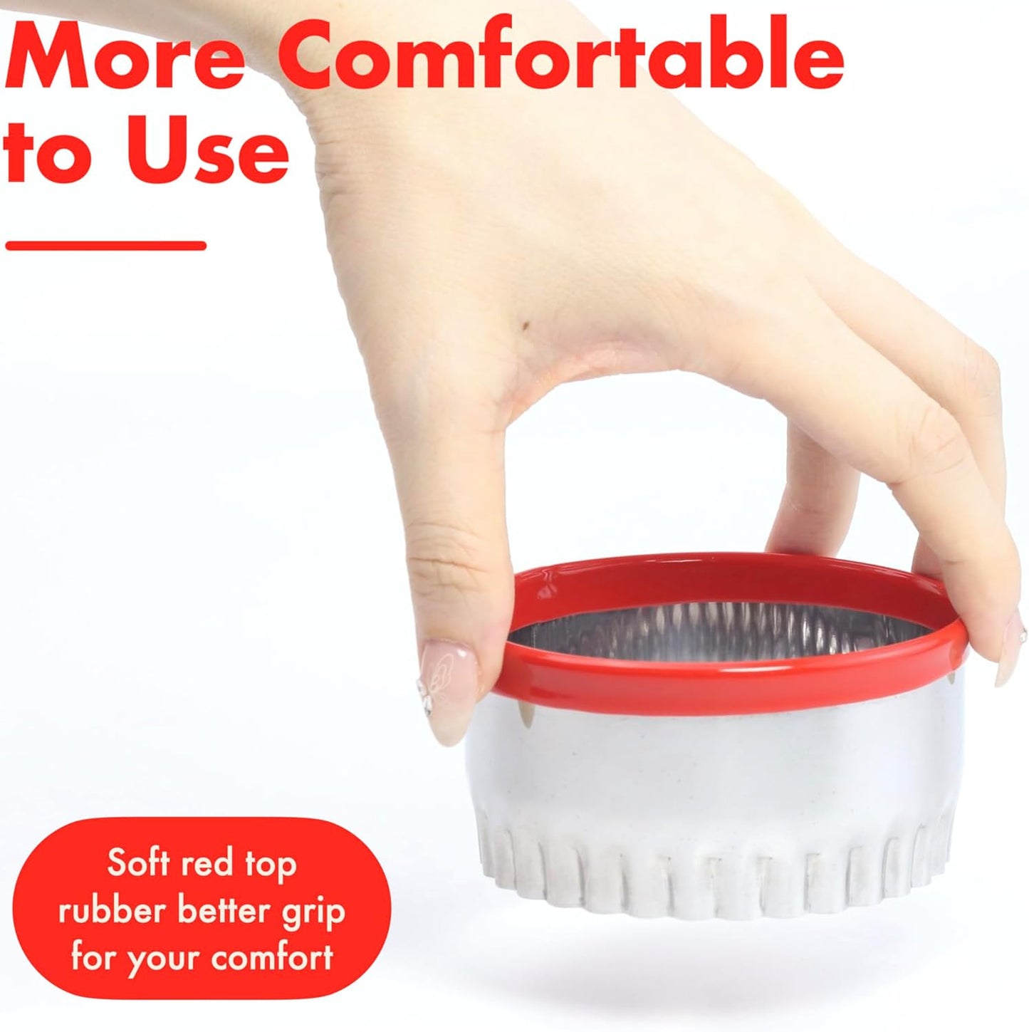 4 Pcs Cookie Cutters Set - Round Fluted Square Triangle Biscuit Cutter with Red Top Rubber Guard for Baking Scone and Circle Cookies