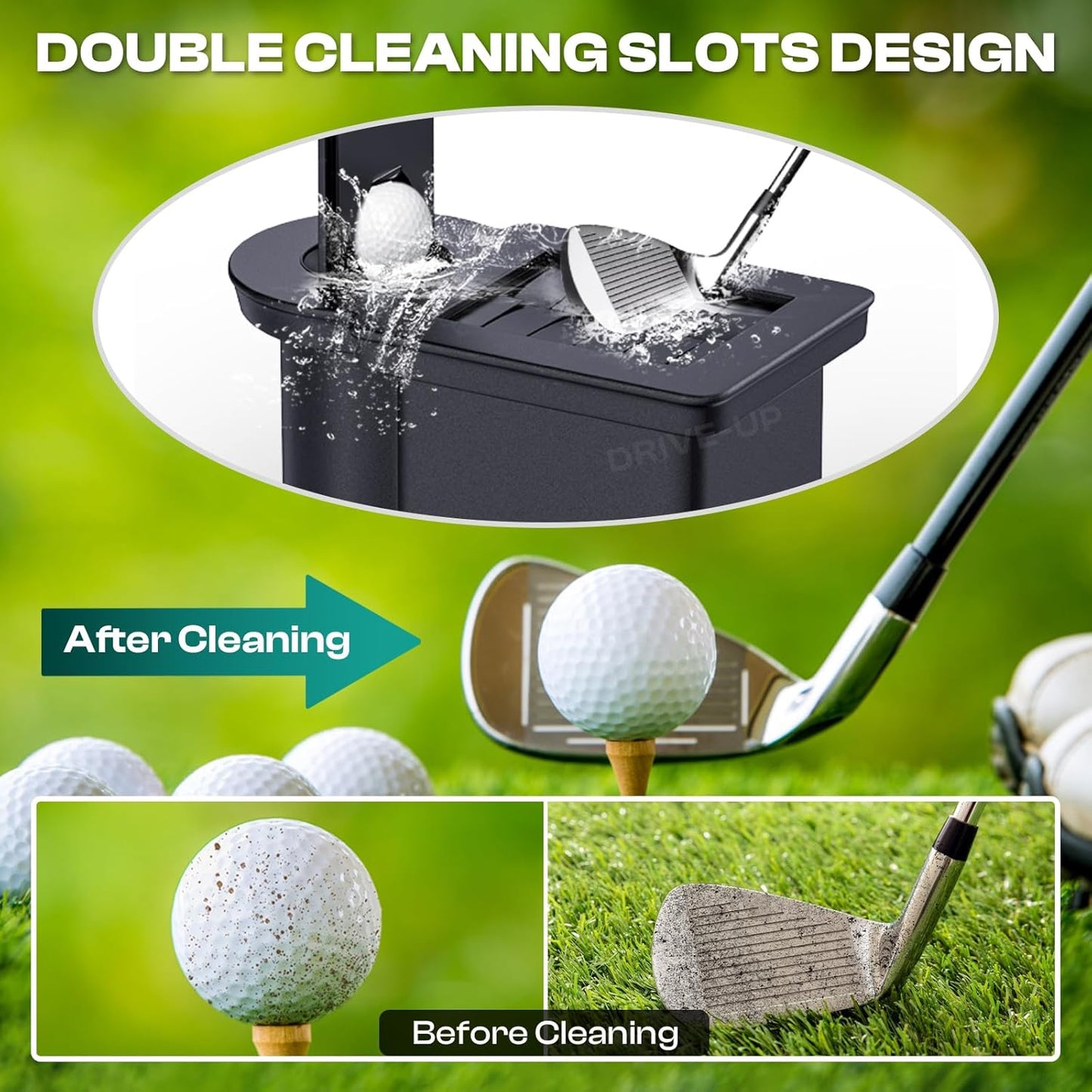 Drive-up Golf Cart Ball Washer and Club Cleaner Kit, Club Cart Golf Ball Cleaner and Club Head Washer, Suitable for Club Cart Precedent, Tempo, Onward Gas and Electric Golf Carts, OEM 103662801