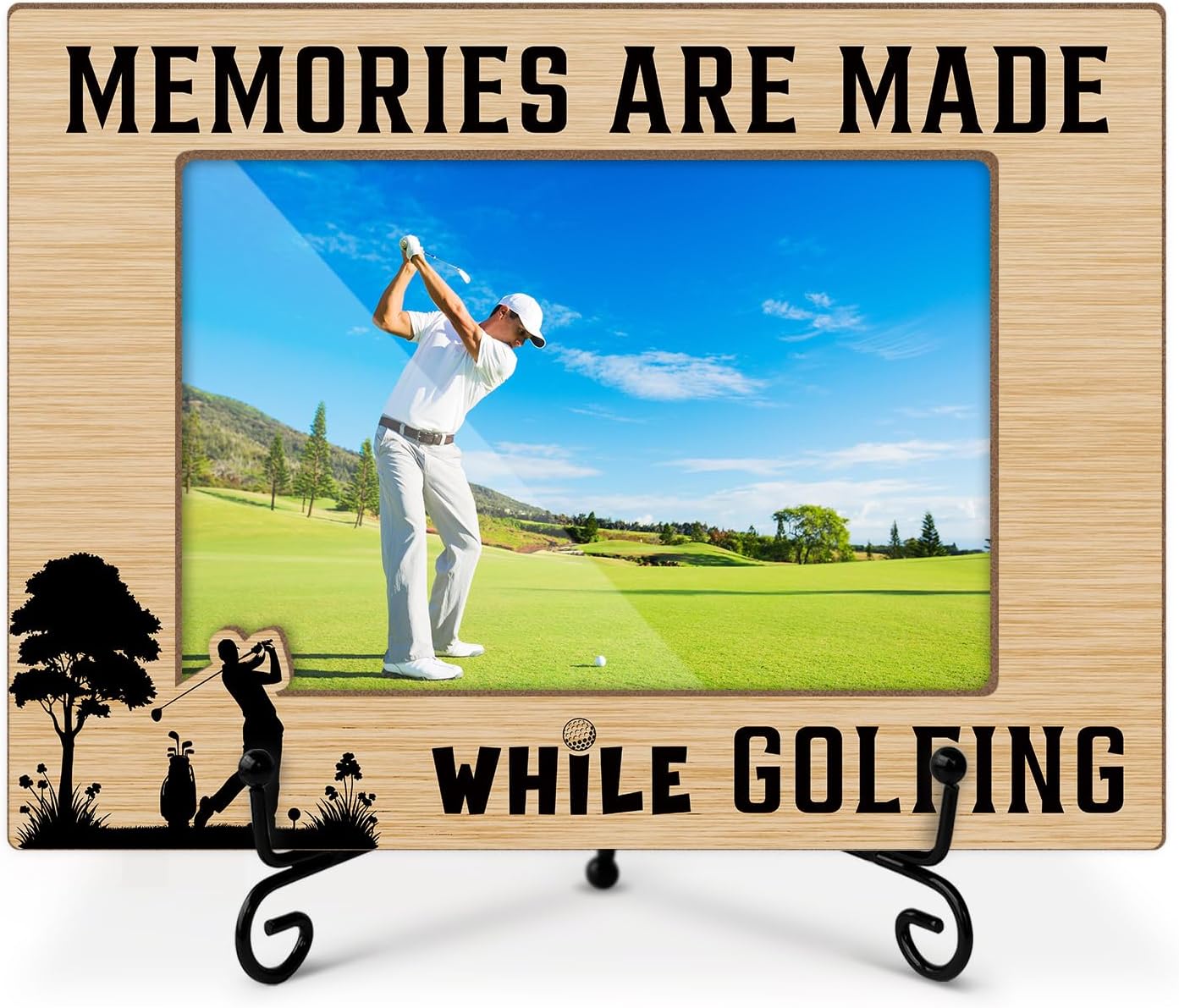 Golf Picture Frame-Memories Are Made While Golfing, Friendship Gifts for Friends Coworkers, 4x6 Photos Frame with Stand for Home Office Tabletop Display Decorations-13