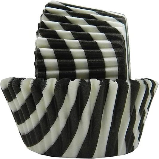 Regency Wraps Greaseproof Professional Grade Baking Cups, Pack of 40, Standard Liners, Black/White Stripe, for Cupcakes, Muffins, Candy, Non Stick