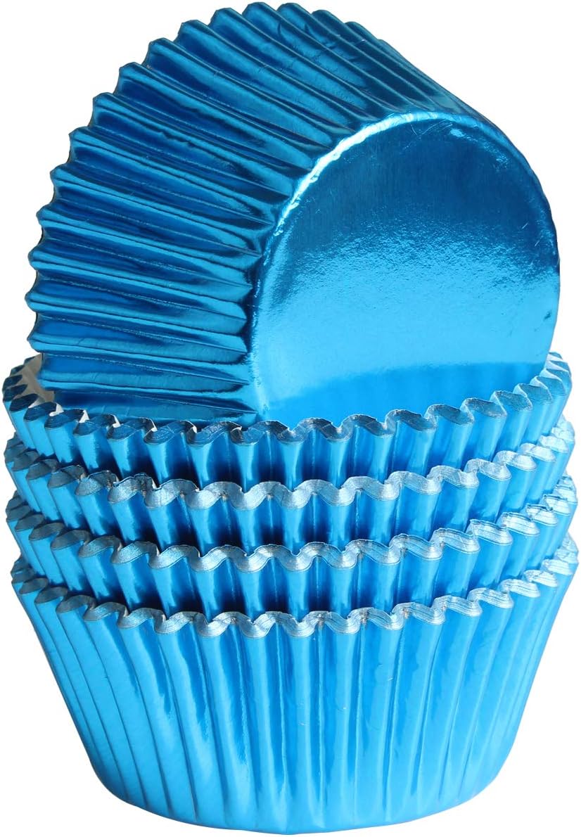 Blue-Foil Cupcake-Liners Paper-Baking-Cupcake,for different Parties, Weddings,Standard Sized(pack of 100） …