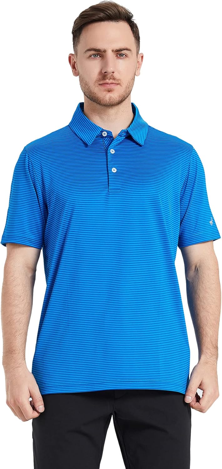 Golf Shirts for Men Dry Fit Short Sleeve Print Performance Moisture Wicking Polo Shirt