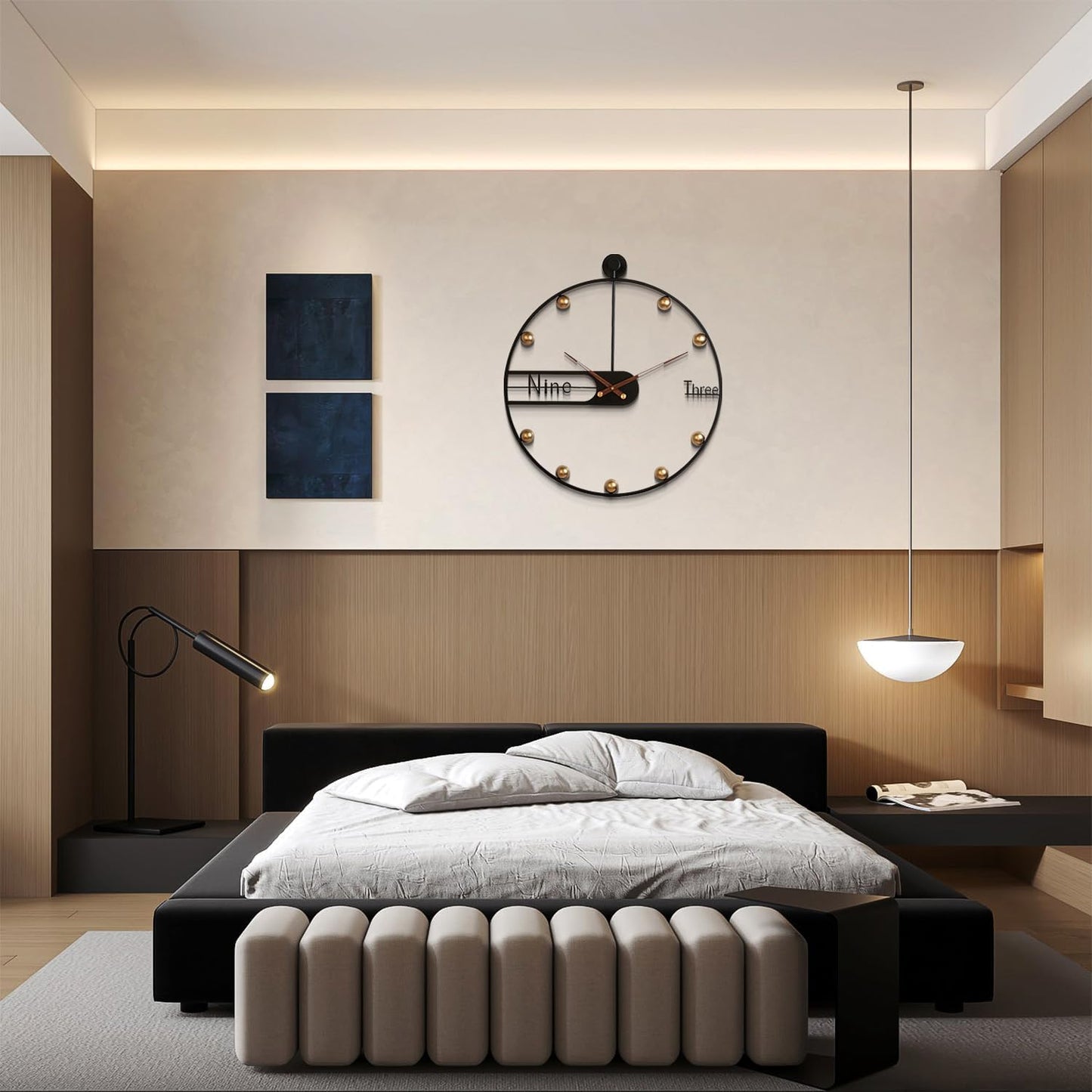 Modern Wall Clock for Living Room Decor Mid Century Metal Large Silent Gold Kitchen Big Wall Clock Art for Bedroom Decorative Office Non Ticking Battery Operated Wall Watch 24 Inch