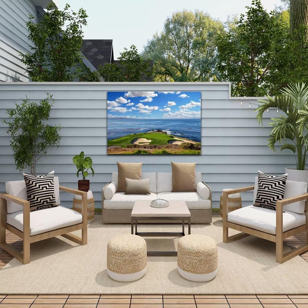 HJY Art USA California Golf Course Wall Art for Living Room Bedroom Golf landscape Canvas Wall Decor Blue Green Abstract Painting Poster for Home Decor Bathroom Office Artwork (24 x 36 inch)