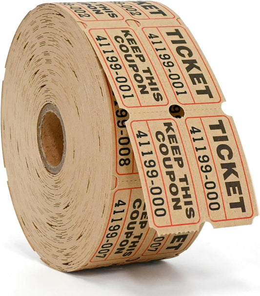 L LIKED Raffle Tickets Double Rolls 1000 per Roll 50/50 Raffle Tickets for Events, Entry, Class Reward, Prizes (Kraft)