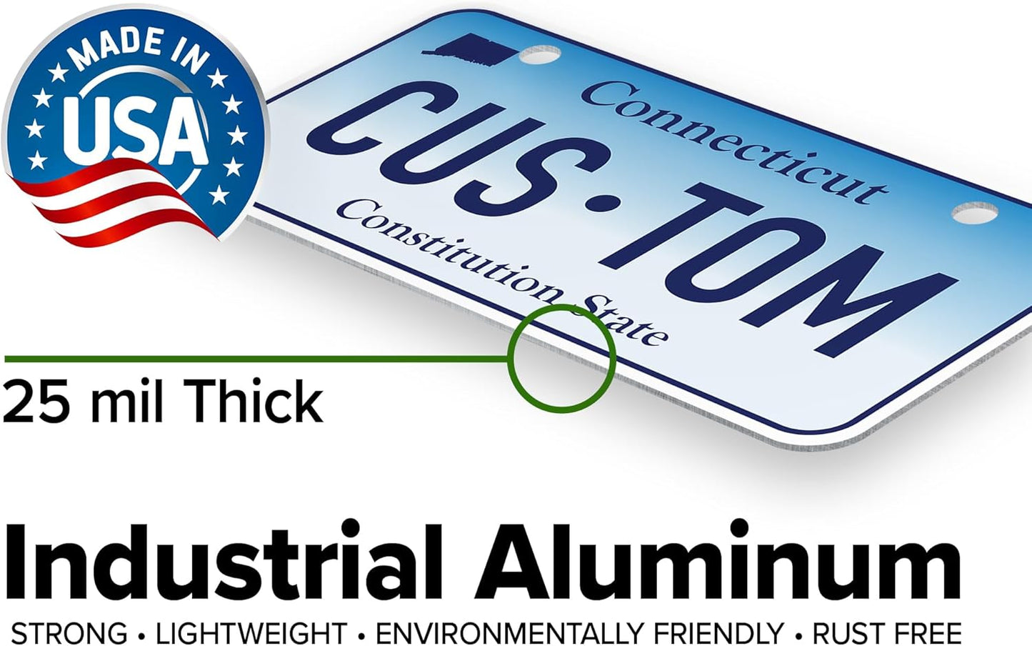 Mini License Plates, Personalized License Plates, Custom for Car, Bikes, ATV, Kids Car, Golf Cart, Jeep, 2x4 Inch, Rust-Free Fade Resistant Aluminum, USA Made by My Sign Center (Connecticut)