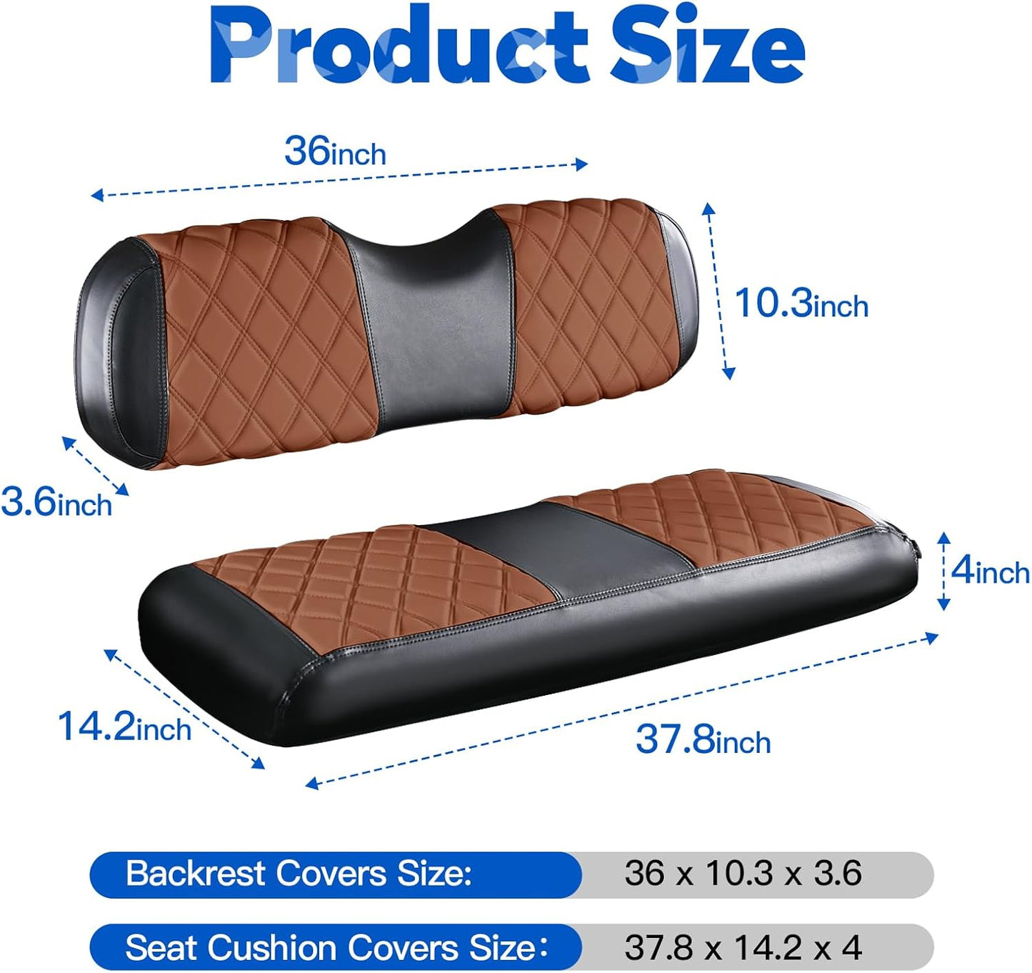 NOKINS Golf Cart Seat Covers Fit Club Car Precedent/DS/EZGO RXV/TXT/Yamaha Drive Aftermarket Standard Rear Seat Cushion, No Stapler, Multiple Colors&Breathable (Dark Brown&Black)
