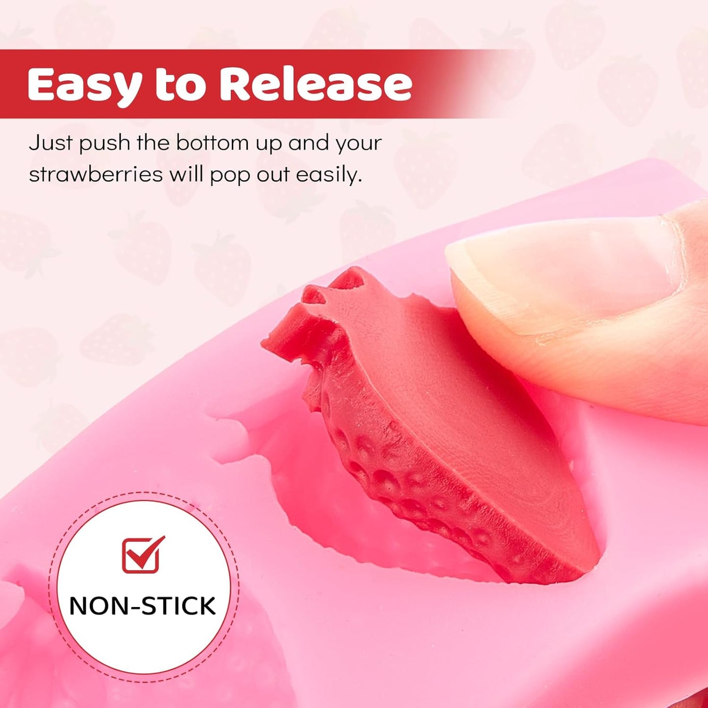 4 Pcs Strawberry Silicone Fondant Molds for Chocolate, 3D Fruit Shaped Molds for Shortcake Cupcake Decoration, Candles, Clay, Wax Making