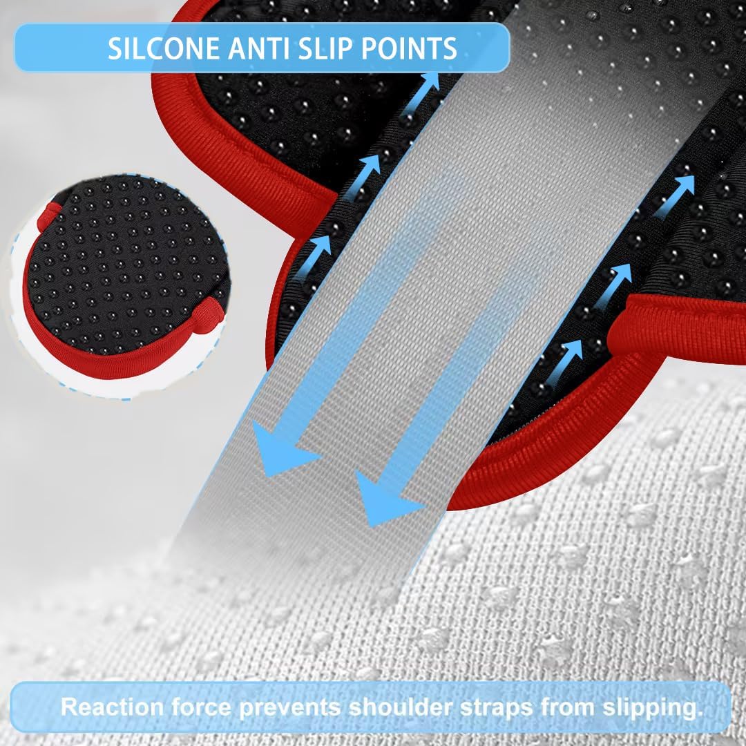 ZINZ 2-Pack Universal Shoulder Pad with Ultra Thick Cushion for Bag Luggage Bag Crossbody, Plus Long & Anti-Slip & Breathable,Black-Wine Edge