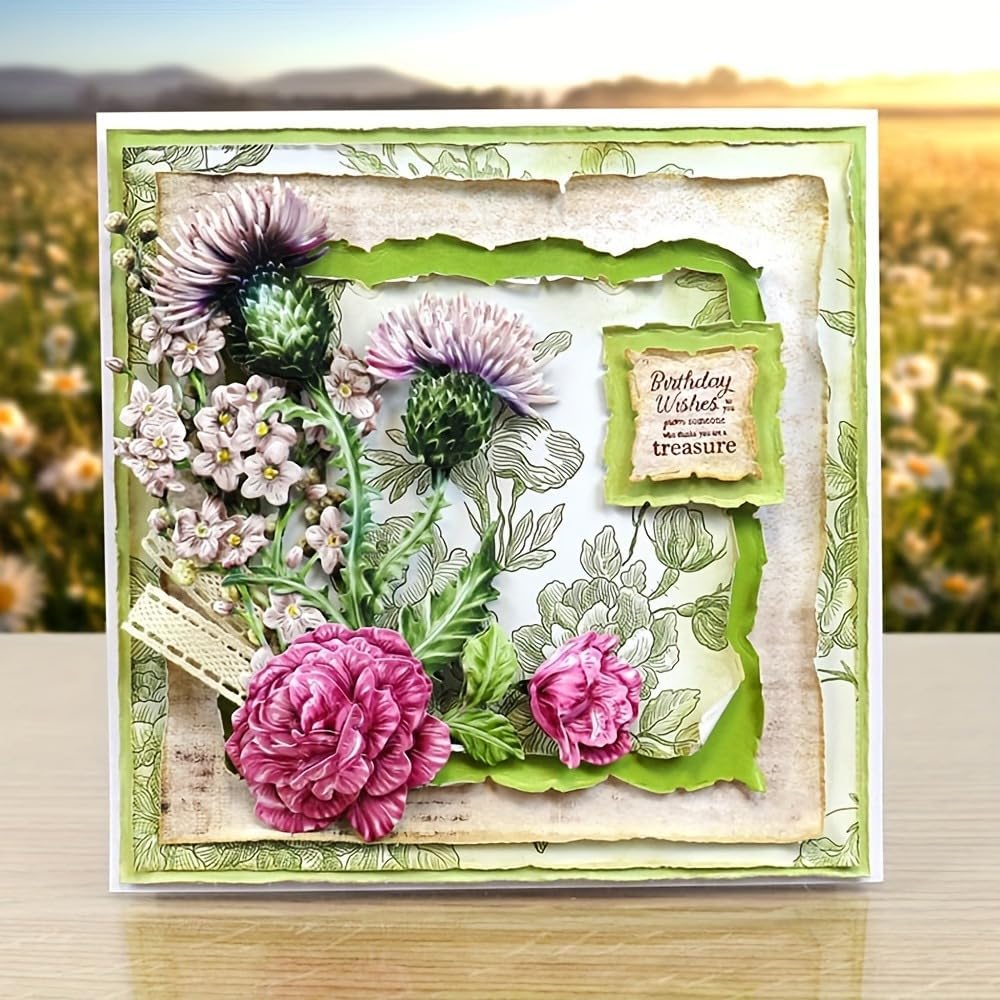 Flowers Metal Cutting Die for Scrapbooking - Cut Stencils for DIY Scrapbook Photo Album Decorative Paper Card, Card Making Supplies, Stencils & Crafting Die Cut (Vivid Flower Bud 5.5 x 4 in)