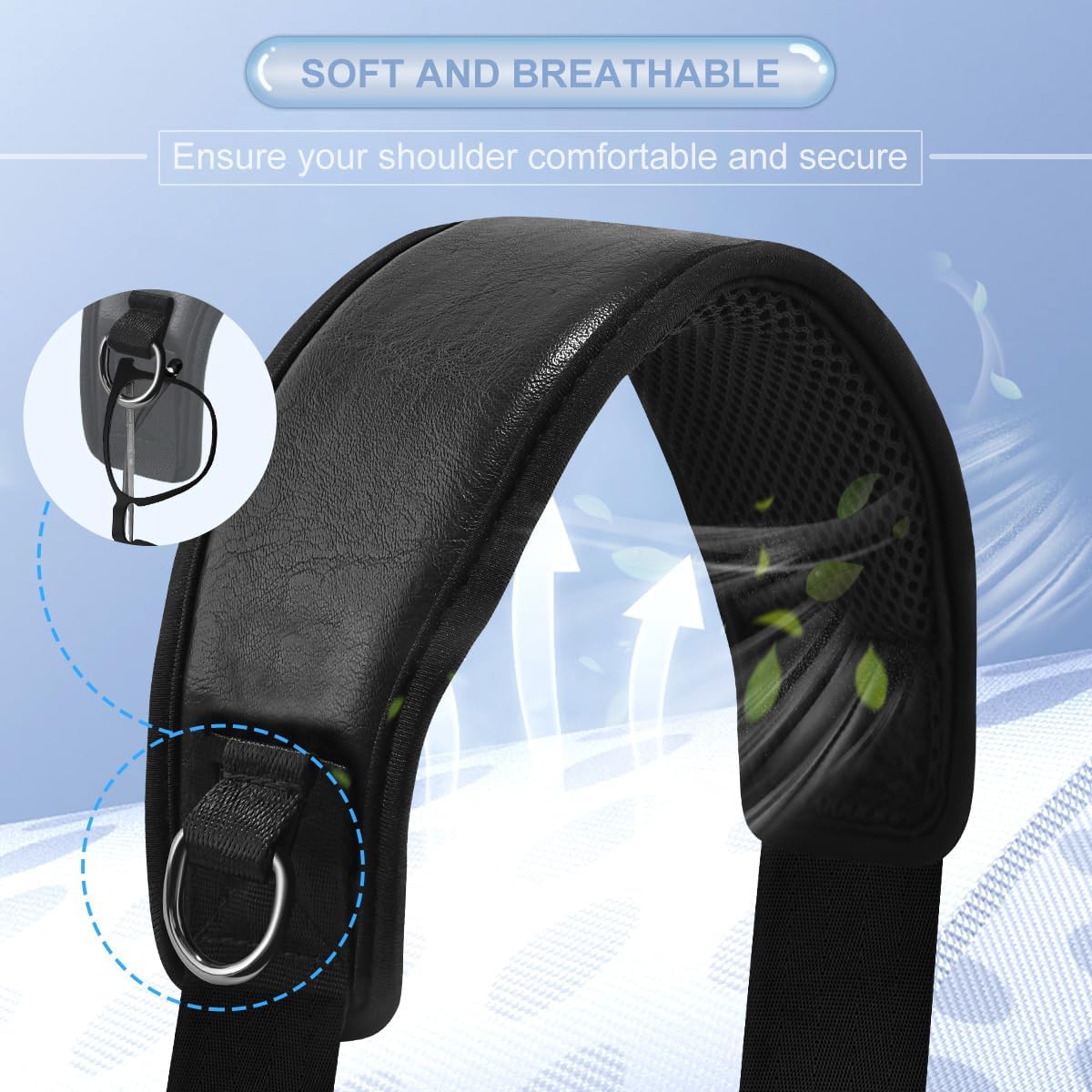 ZINZ 77 inch Bag Shoulder Strap with Ultra Cushion Breathable Pad, Durable Strap with Double Adjustable Buckles for Bags