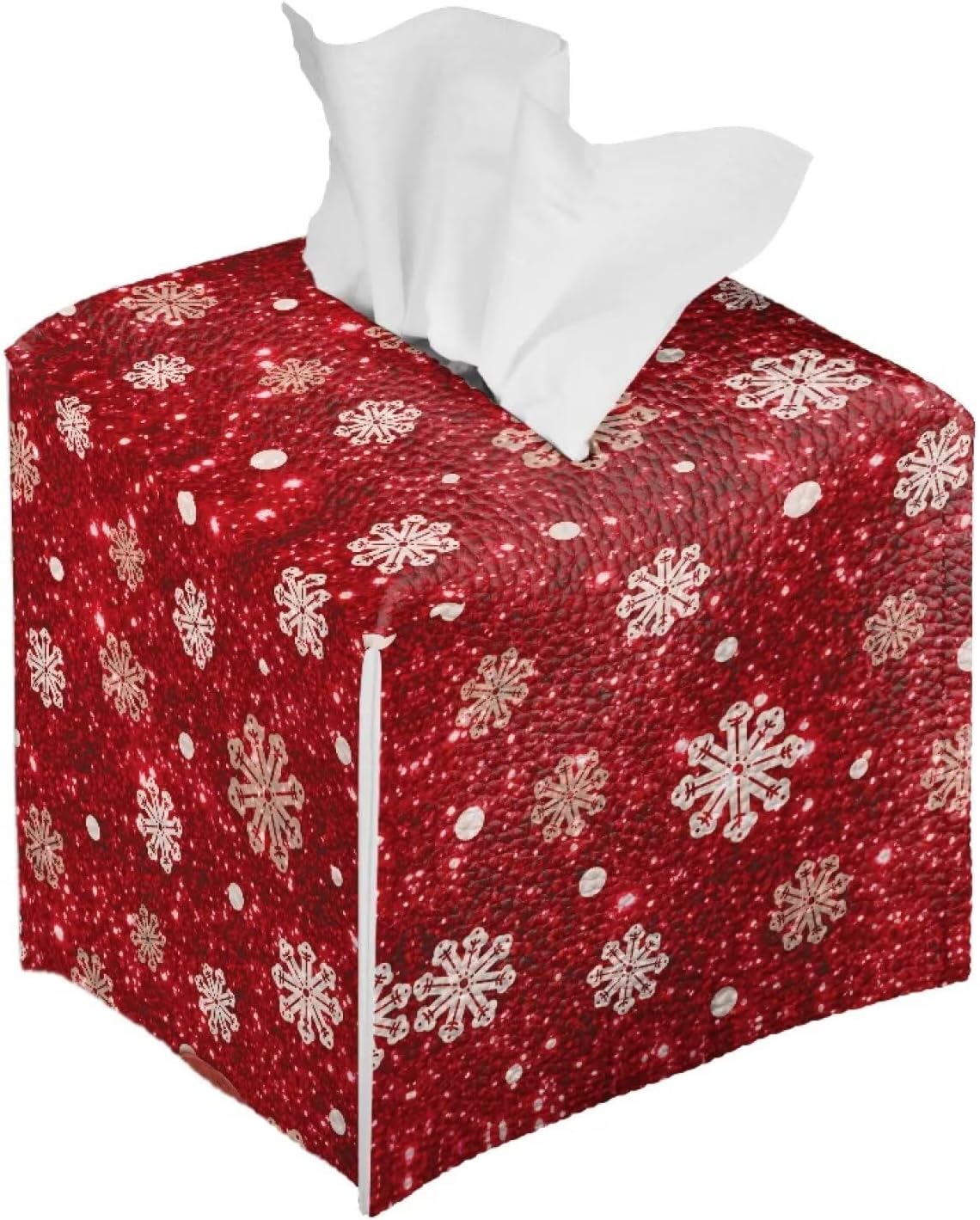 Christmas Tissue Box Cover Cute Santa Tissue Box Holder 5x5x5 inch Modern Home Decor Red Facial Paper Organizer Holder for Office Bedroom Car Bathroom