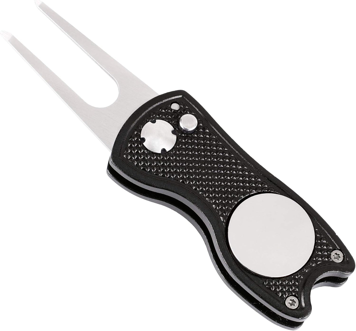 Mile High Life Microfiber Waffle Pattern Golf Towel | Club Groove Cleaner Brush | Foldable Divot Tool with Magnetic Ball Marker (Navy Towel/Brush/Fish Divot)