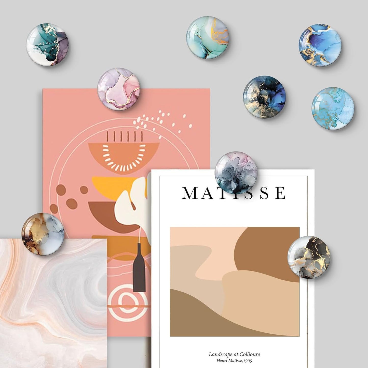 MORCART 16PCS Fridge Magnets, Marble Magnets Decoration for Refrigerator Locker Whiteboard Decorative Magnetic Board Cabinets Classroom Office Cubicle (Marbling)