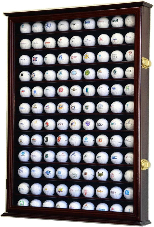 Golf Ball Display Case Holder Cabinet Wall Rack Stand Select Your Size 98% UV Lockable 5 Sizes 4 Colors to Choose
