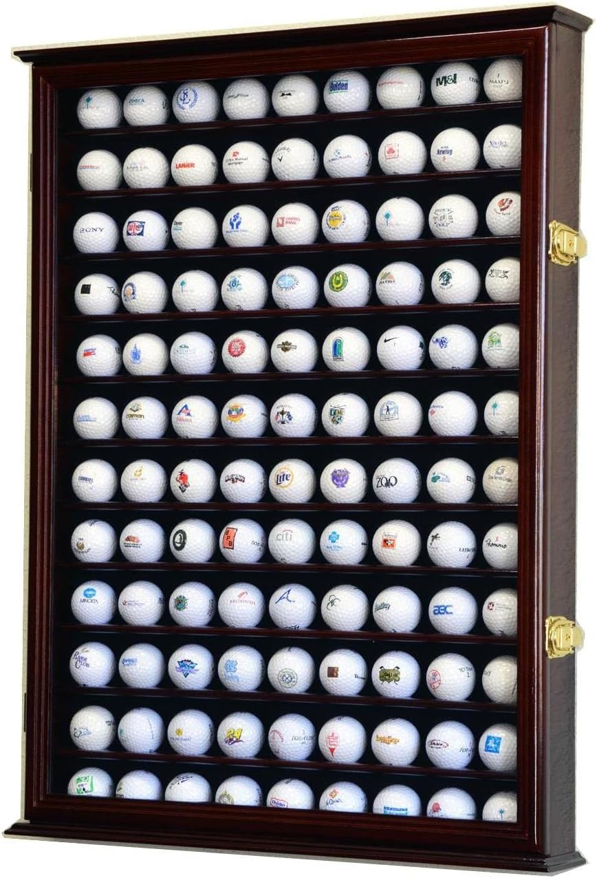108 Golf Ball Display Case Cabinet Wall Rack Holder w/98% UV Protection Lockable